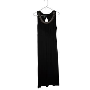 Vintage Faded Glory Black Sleeveless Embellished Beaded Patio Maxi Dress Size 1X